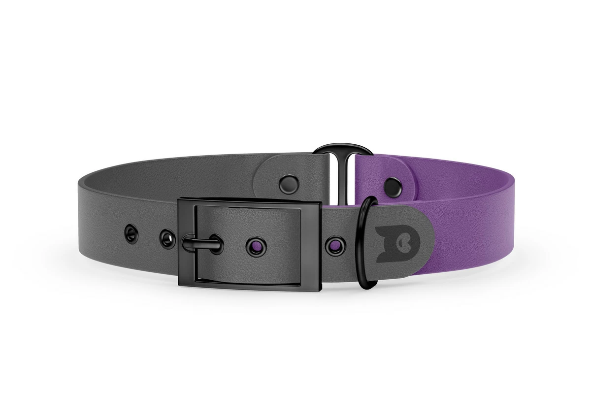 Dog Collar Duo: Gray & Purpur with Black