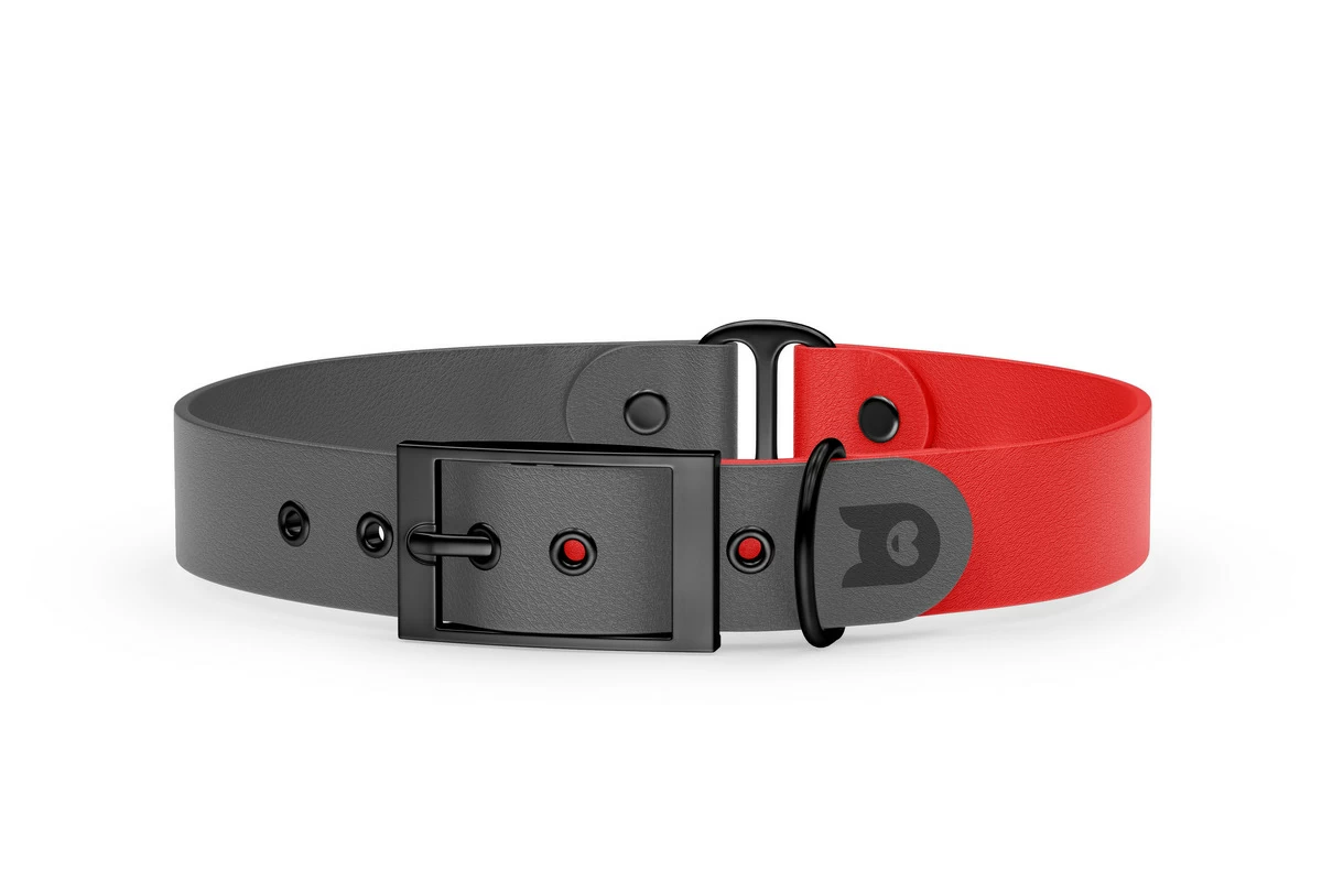 Dog Collar Duo: Gray & Red with Black