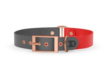 Dog Collar Duo: Gray & Red with Rosegold