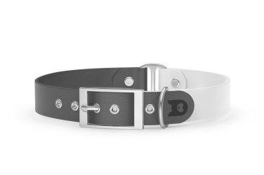 Dog Collar Duo: Gray & White with Silver