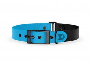 Dog Collar Duo: Light blue & Black with Black