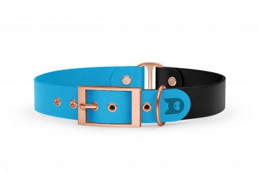 Dog Collar Duo: Light blue & Black with Rosegold