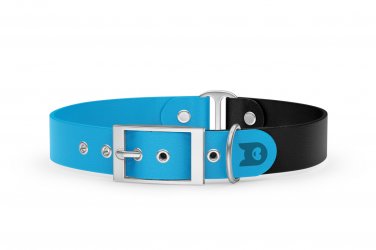 Dog Collar Duo: Light blue & Black with Silver