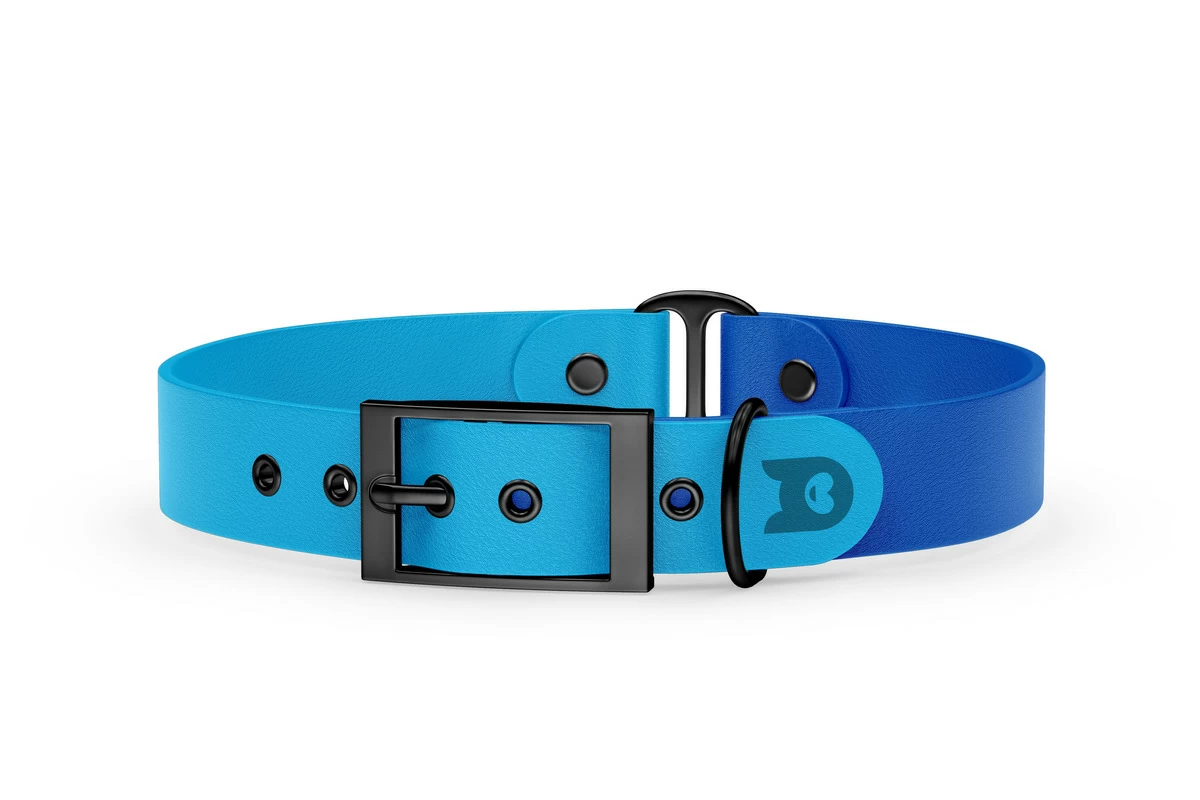Dog Collar Duo: Light blue & Blue with Black