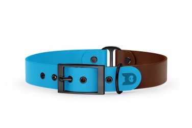 Dog Collar Duo: Light blue & Dark brown with Black