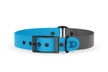 Dog Collar Duo: Light blue & Gray with Black