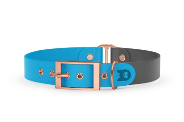 Dog Collar Duo: Light blue & Gray with Rosegold