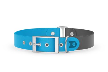 Dog Collar Duo: Light blue & Gray with Silver