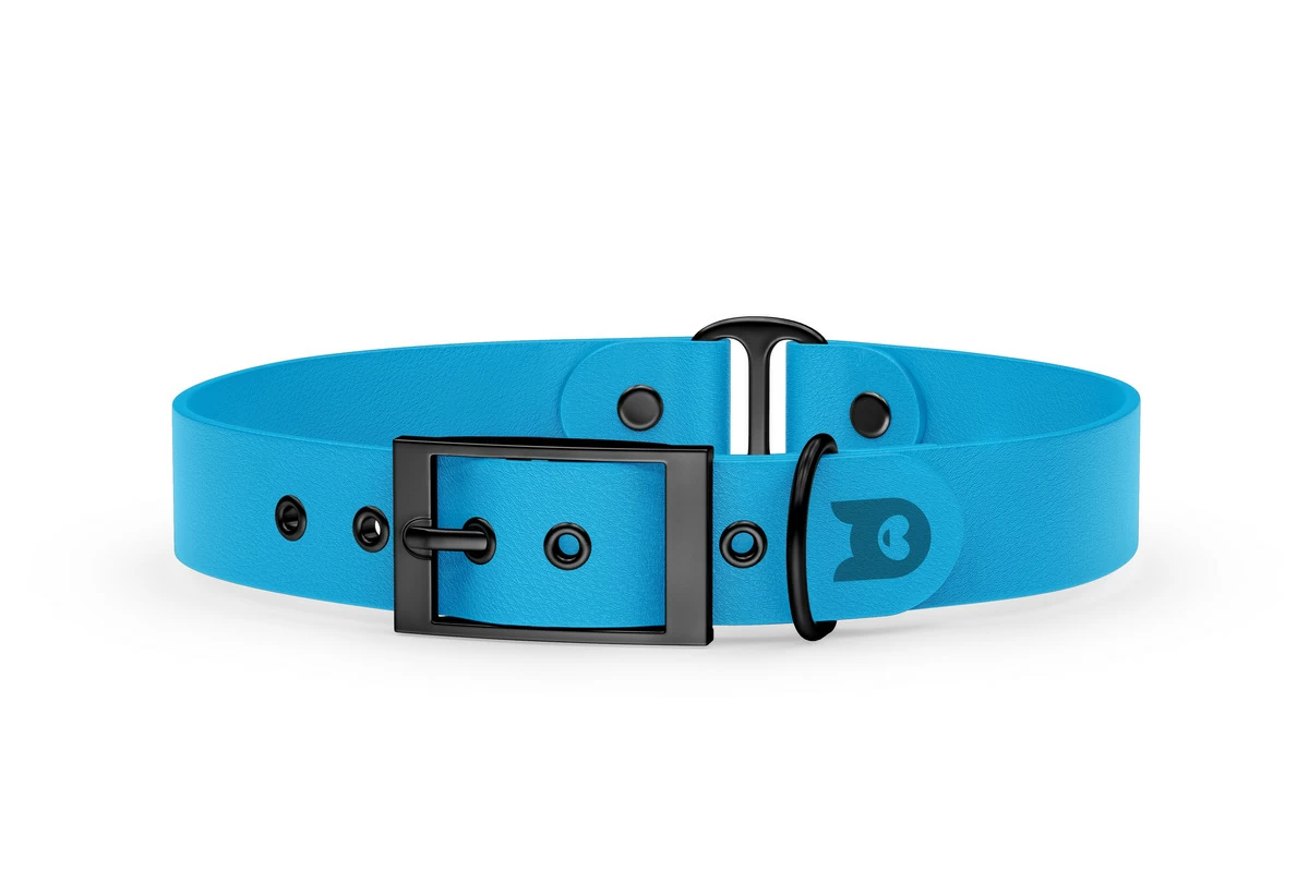 Dog Collar Duo: Light blue & Light blue with Black