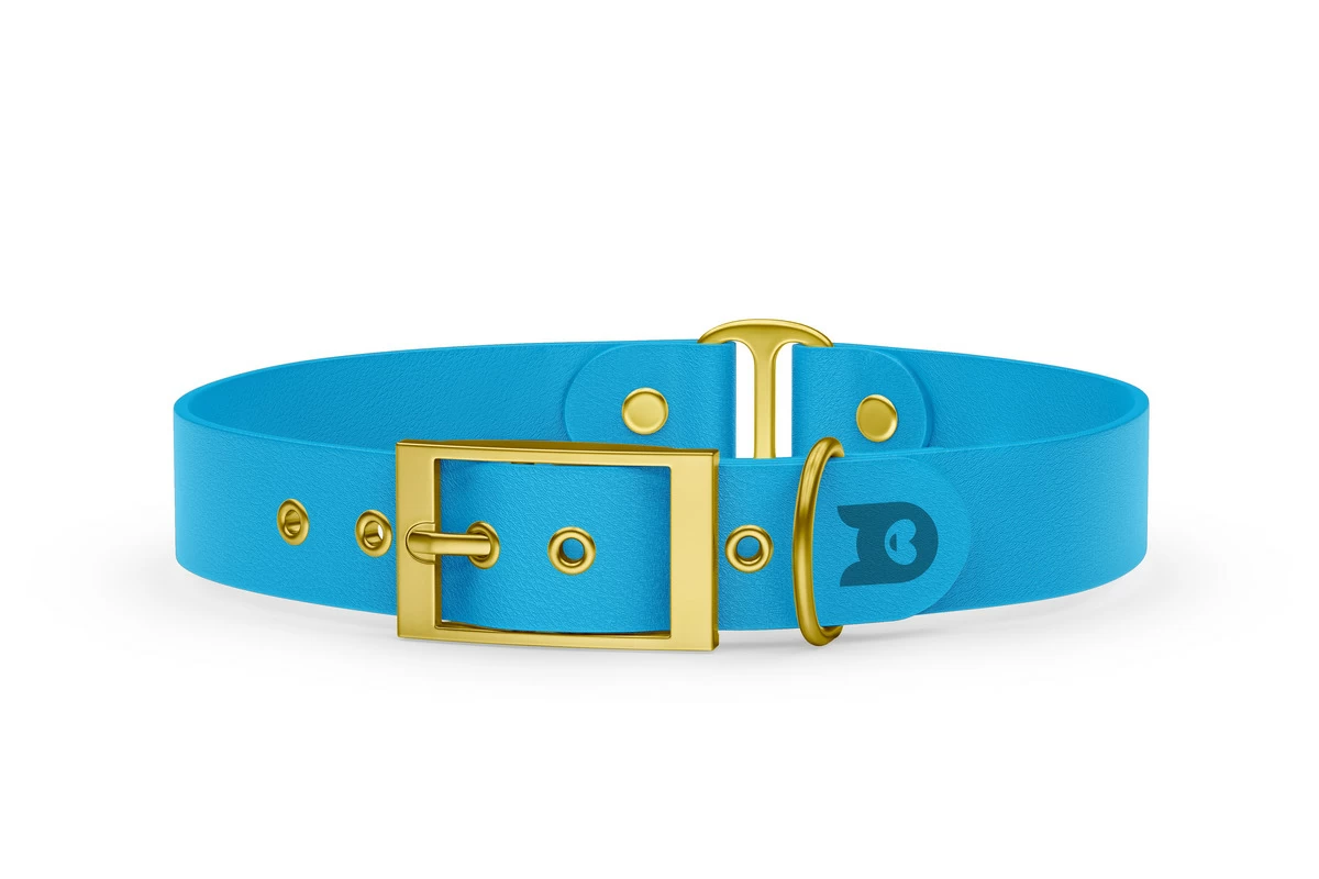 Dog Collar Duo: Light blue & Light blue with Gold