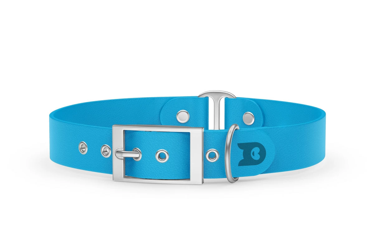 Dog Collar Duo: Light blue & Light blue with Silver