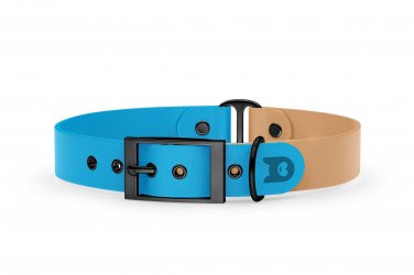 Dog Collar Duo: Light blue & Light brown with Black