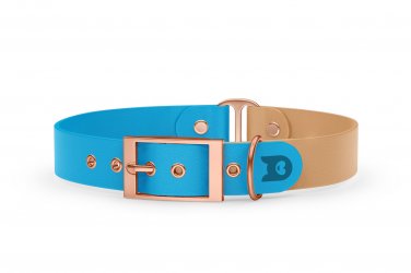 Dog Collar Duo: Light blue & Light brown with Rosegold