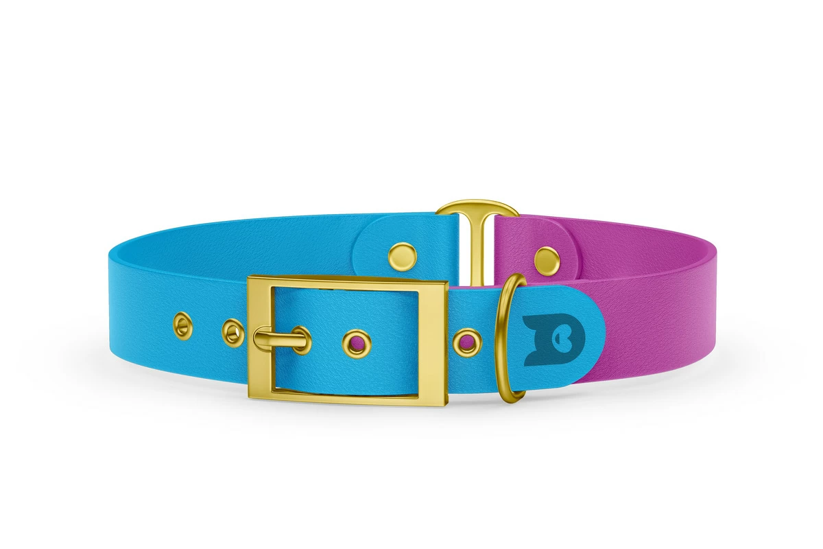 Dog Collar Duo: Light blue & Light purple with Gold