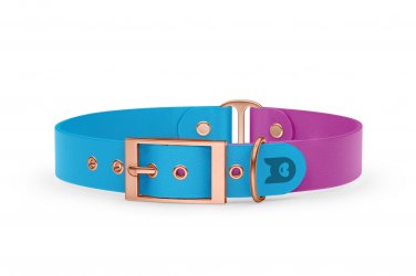 Dog Collar Duo: Light blue & Light purple with Rosegold