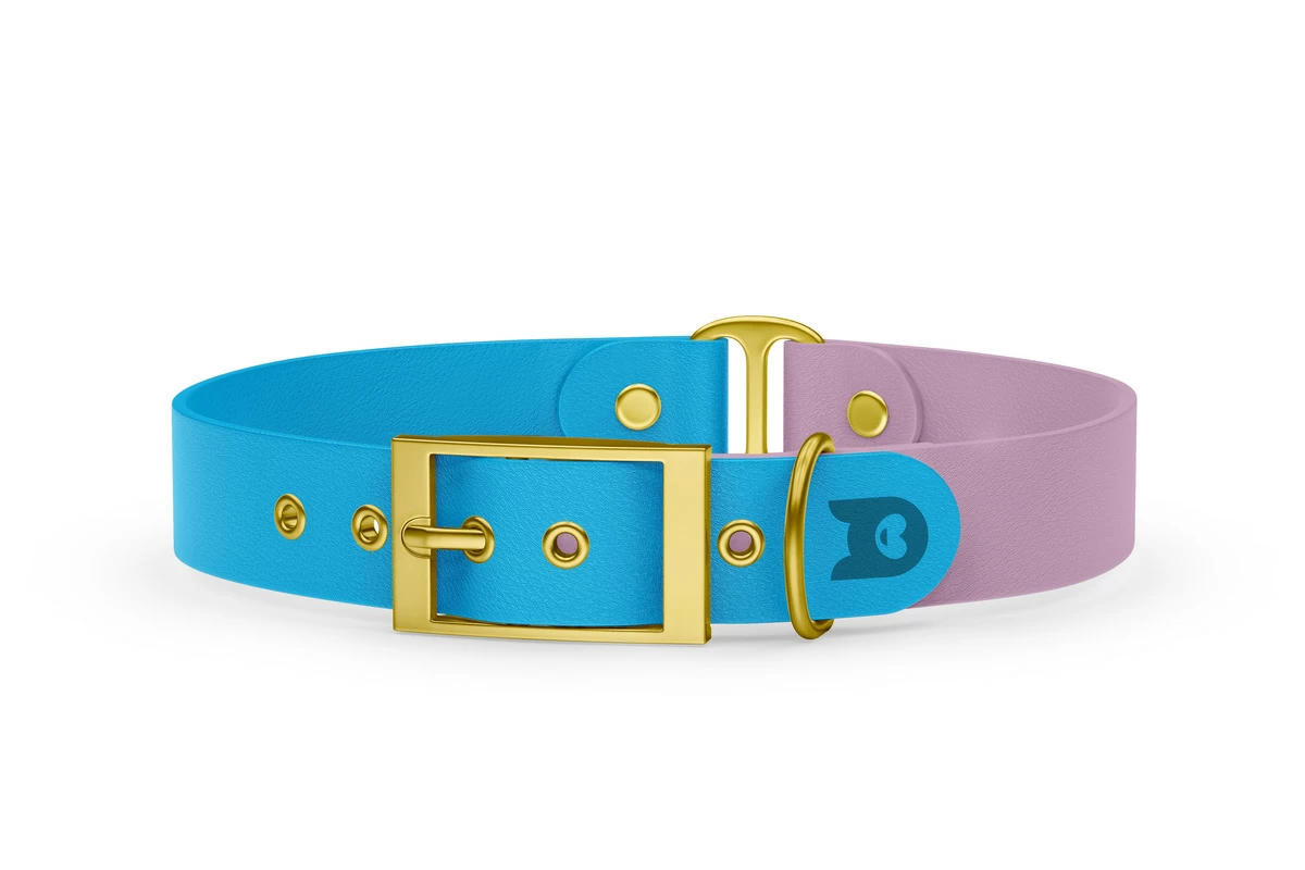 Dog Collar Duo: Light blue & Lilac with Gold