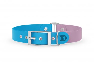 Dog Collar Duo: Light blue & Lilac with Silver