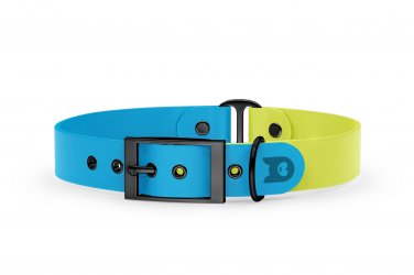 Dog Collar Duo: Light blue & Neon yellow with Black