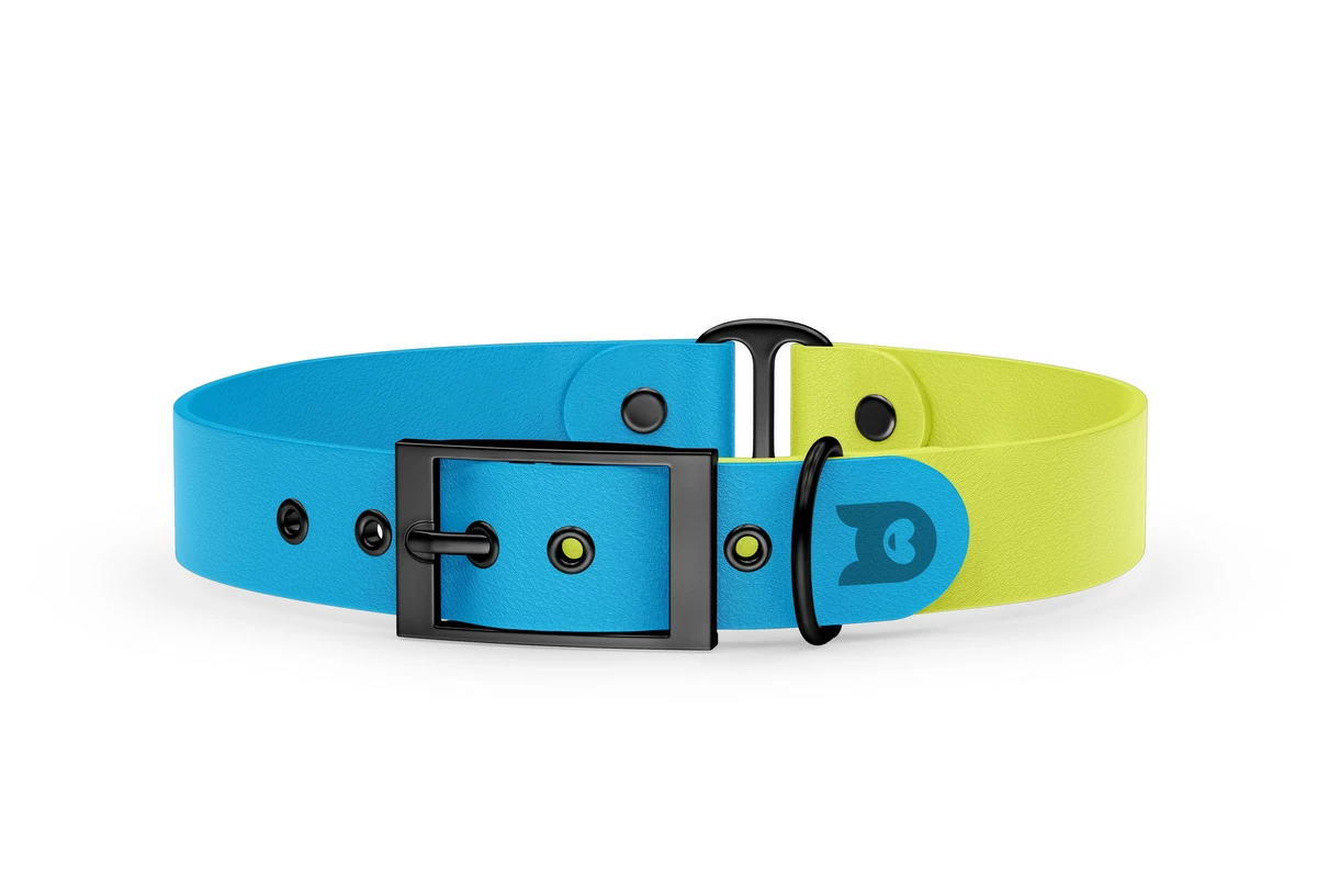Dog Collar Duo: Light blue & Neon yellow with Black