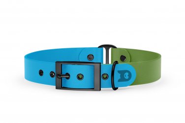 Dog Collar Duo: Light blue & Olive with Black