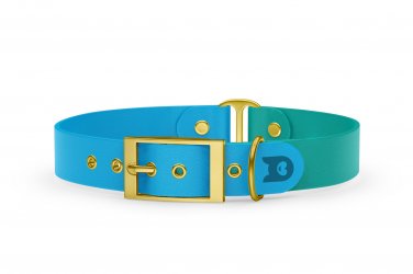 Dog Collar Duo: Light blue & Pastel green with Gold