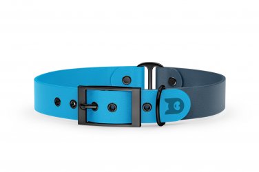 Dog Collar Duo: Light blue & Petrol with Black