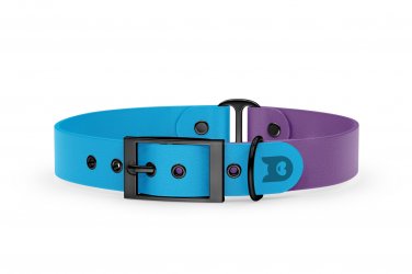 Dog Collar Duo: Light blue & Purpur with Black