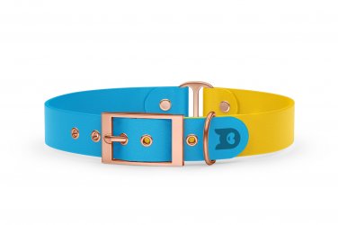 Dog Collar Duo: Light blue & Yellow with Rosegold
