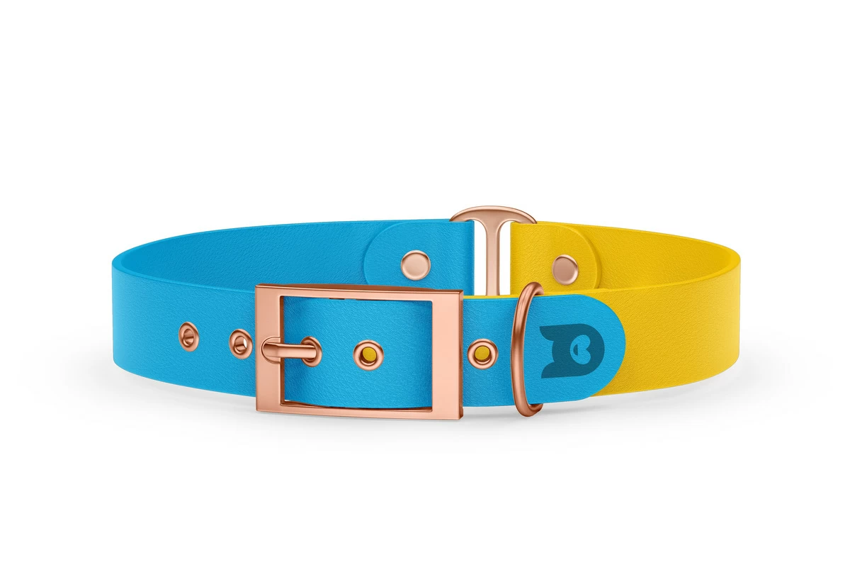 Dog Collar Duo: Light blue & Yellow with Rosegold