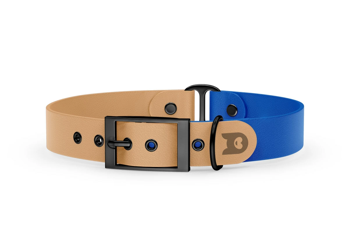 Dog Collar Duo: Light brown & Blue with Black