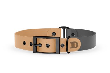 Dog Collar Duo: Light brown & Gray with Black