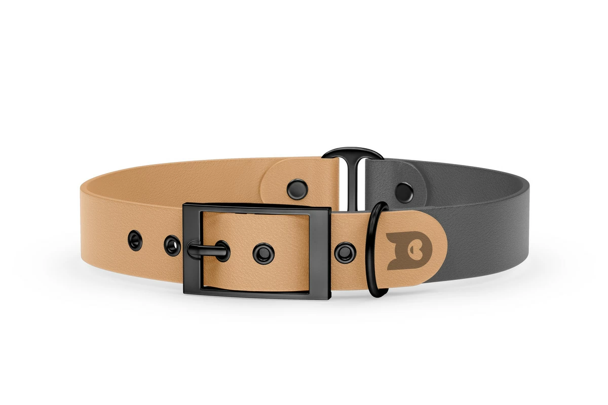 Dog Collar Duo: Light brown & Gray with Black