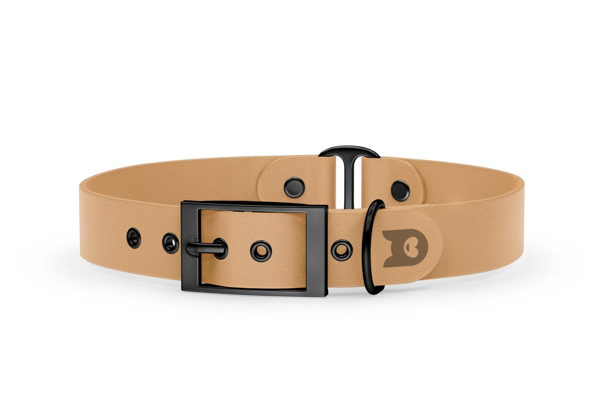 Dog Collar Duo: Light brown & Light brown with Black