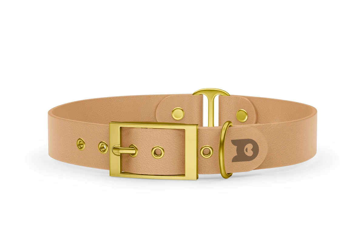 Dog Collar Duo: Light brown & Light brown with Gold