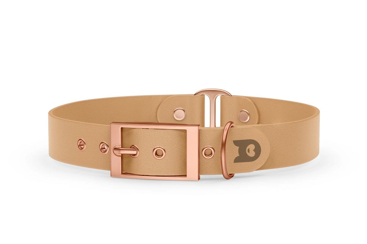 Dog Collar Duo: Light brown & Light brown with Rosegold