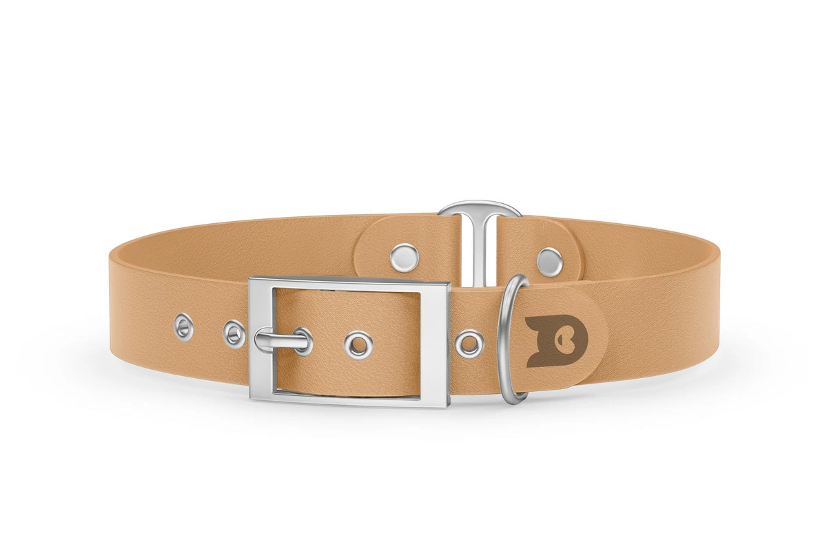 Dog Collar Duo: Light brown & Light brown with Silver