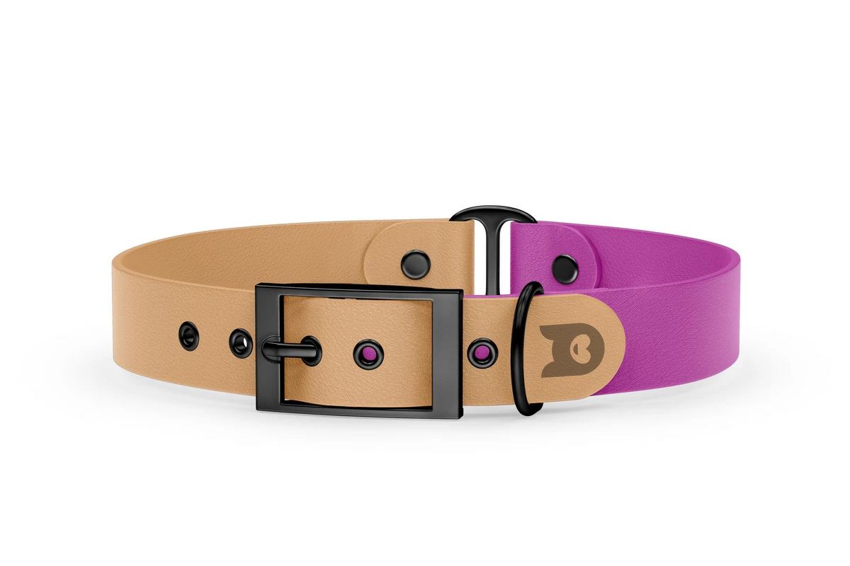 Dog Collar Duo: Light brown & Light purple with Black