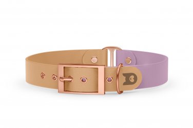 Dog Collar Duo: Light brown & Lilac with Rosegold