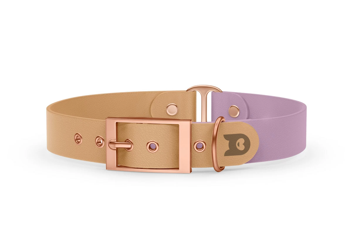 Dog Collar Duo: Light brown & Lilac with Rosegold