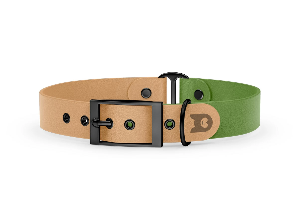 Dog Collar Duo: Light brown & Olive with Black