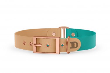 Dog Collar Duo: Light brown & Pastel green with Rosegold