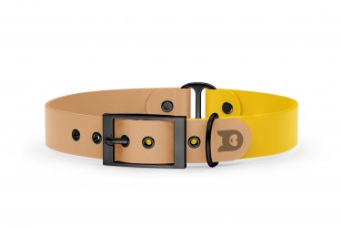 Dog Collar Duo: Light brown & Yellow with Black