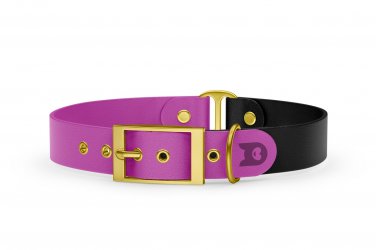 Dog Collar Duo: Light purple & Black with Gold