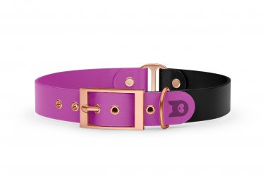 Dog Collar Duo: Light purple & Black with Rosegold