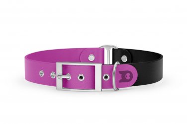 Dog Collar Duo: Light purple & Black with Silver