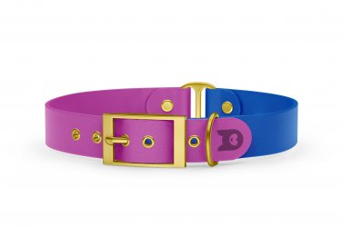 Dog Collar Duo: Light purple & Blue with Gold
