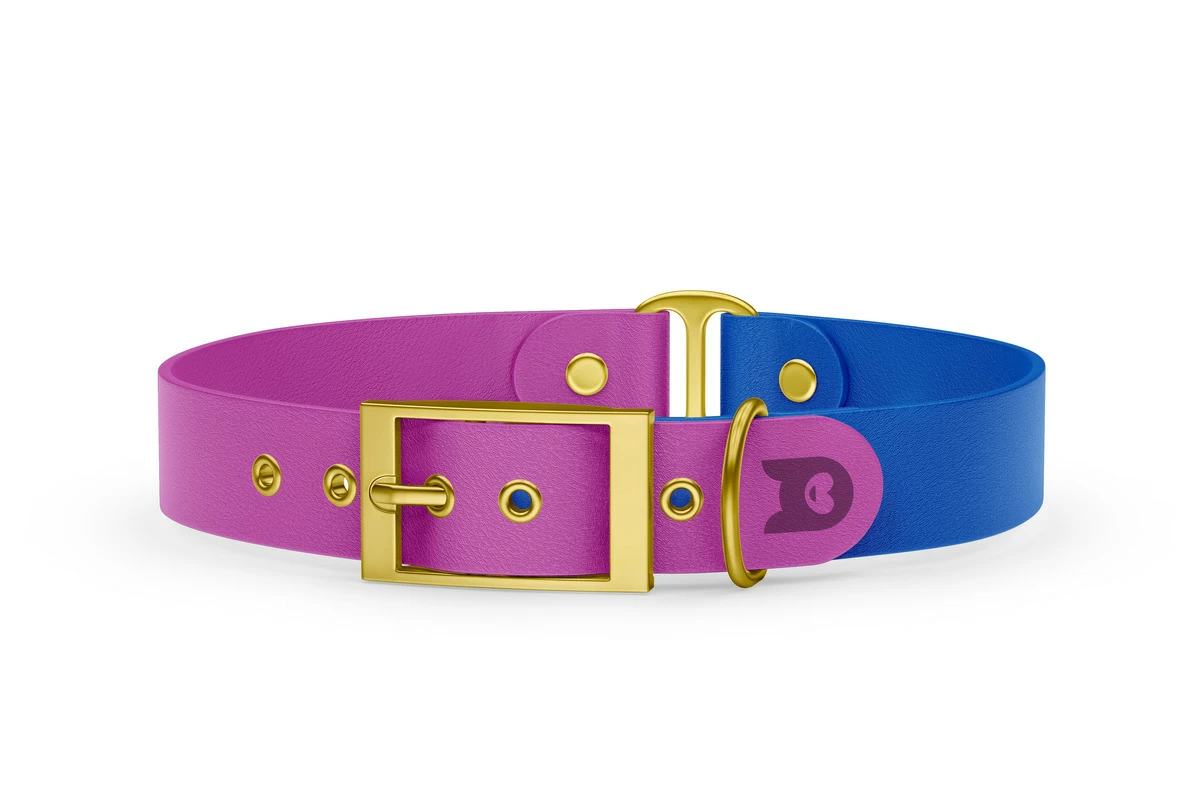 Dog Collar Duo: Light purple & Blue with Gold