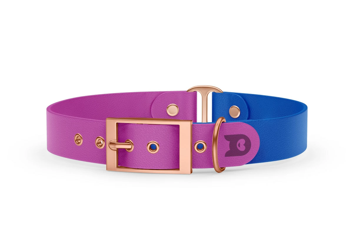 Dog Collar Duo: Light purple & Blue with Rosegold