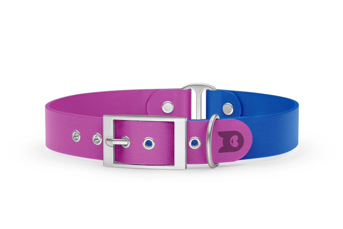 Dog Collar Duo: Light purple & Blue with Silver