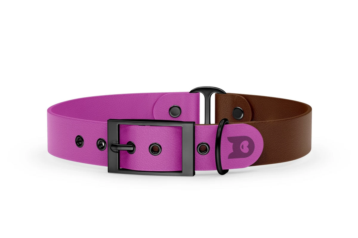 Dog Collar Duo: Light purple & Dark brown with Black